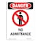 Signmission Safety Sign, OSHA Danger, 14" Height, No Admittance, Portrait OS-DS-D-1014-V-1460 - alternate 1